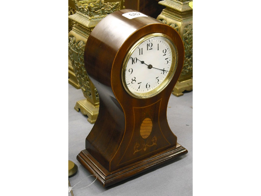 Appraisal: Mahogany balloon mantel timepiece the Duverdrey Bloquel movement with platform