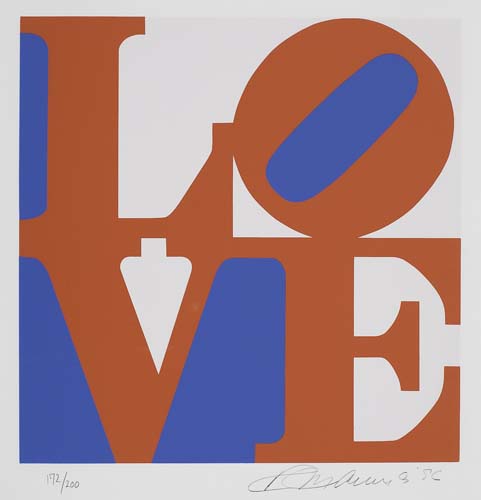 Appraisal: ROBERT INDIANA Love Color screenprint printed in red white and