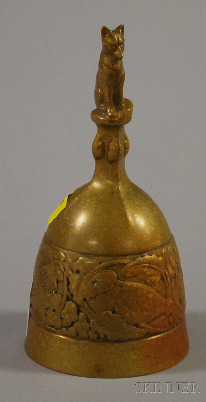 Appraisal: Arts Crafts Bronze Desk Tea Bell with fox figural handle