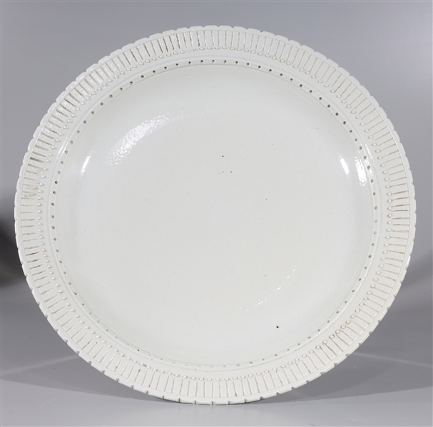 Appraisal: Chinese ceramic white glazed charger with incised design on the