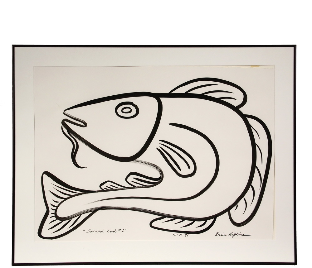 Appraisal: ERIC HOPKINS ME CT - - Sacred Cod india ink