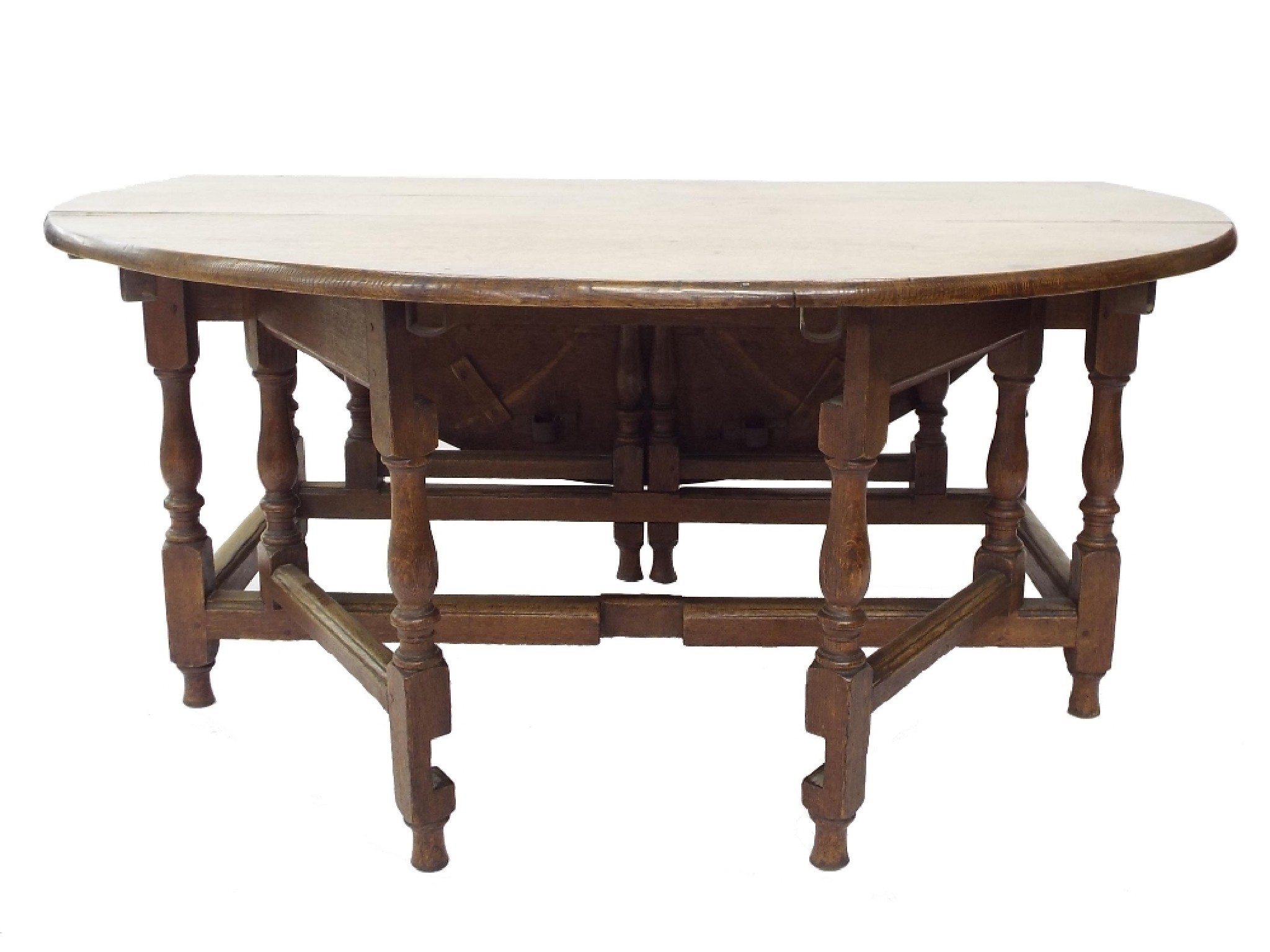 Appraisal: Good large antique oak double gateleg table the moulded oval