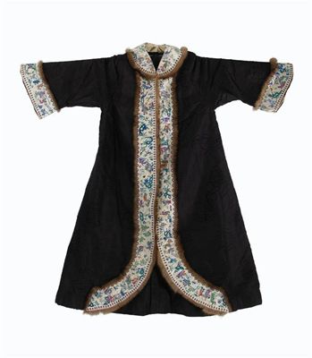 Appraisal: A Chinese silk coat the indigo ground decorated with shou