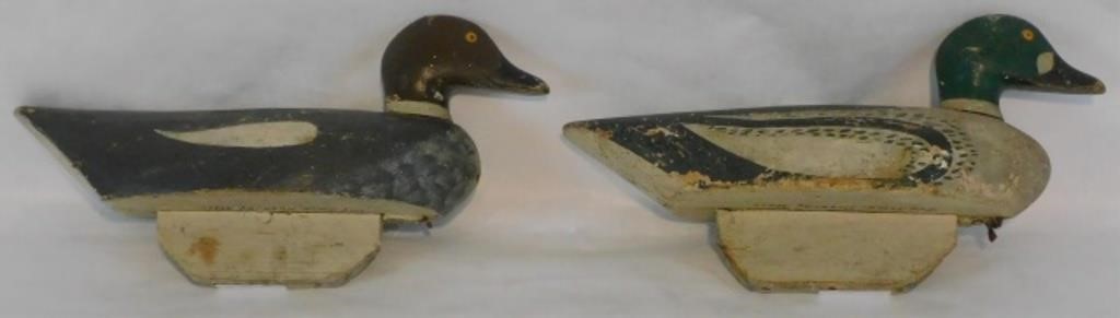 Appraisal: TWO HAND PAINTED WOODEN DECOYS BY GUY SOULE Duxbury MA