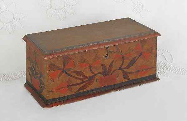 Appraisal: Miniature Pennsylvania painted pine blanket chest ca possibly Christian Seltzer