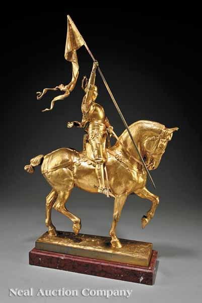 Appraisal: A French Gilt Bronze Statuette of Jeanne d'Arc Cheval after