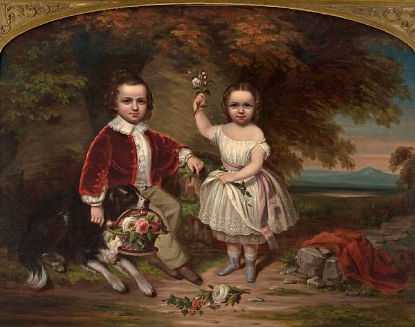 Appraisal: American School th century Portrait of boy and girl with