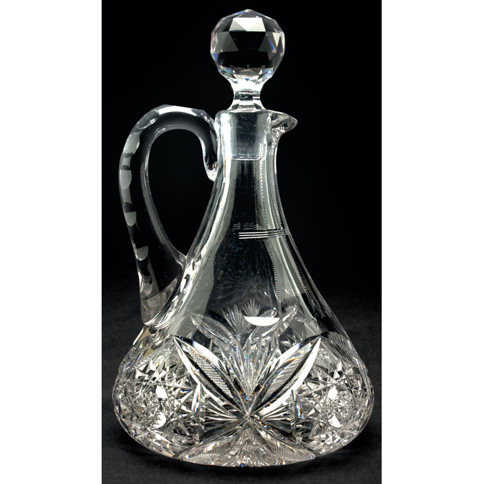 Appraisal: Cut Glass ship's decanter tapered form with hobstar and fan