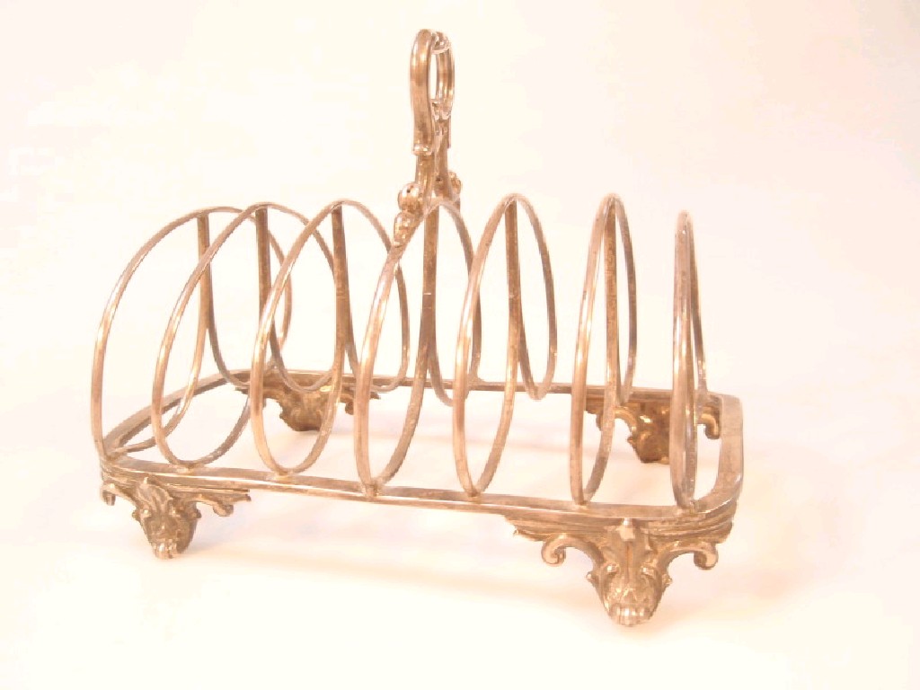 Appraisal: A William IV silver toast rack London cm x cm