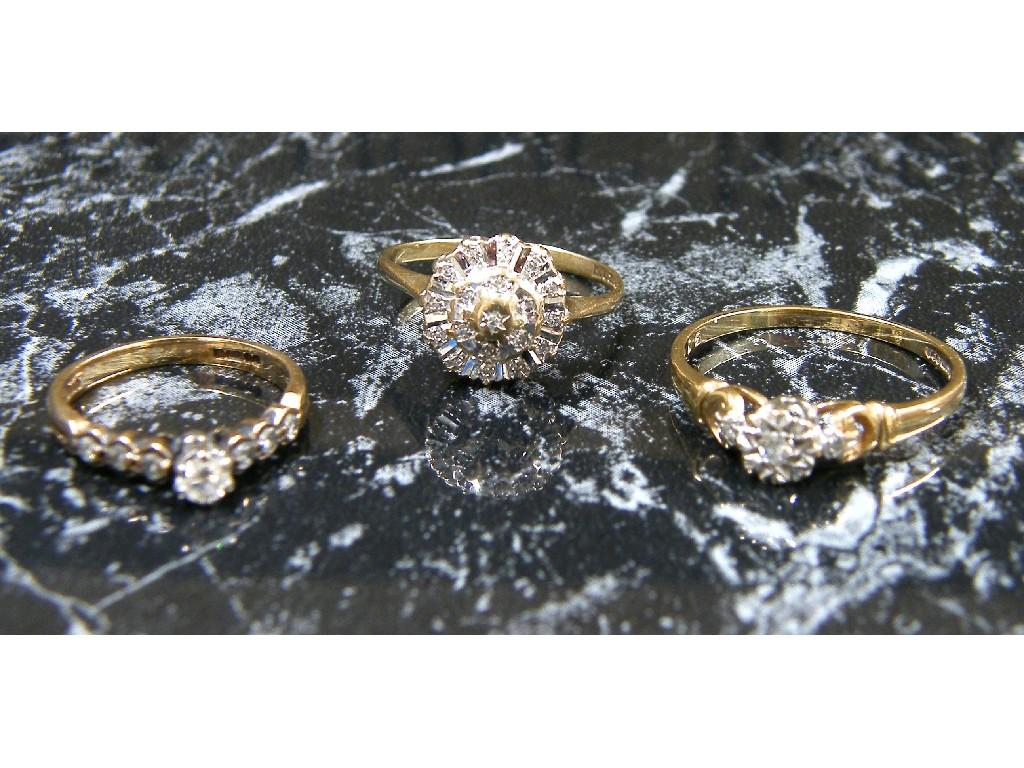 Appraisal: Three ct diamond set rings