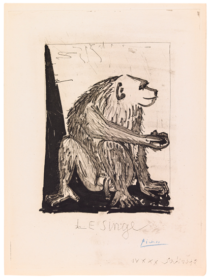 Appraisal: PABLO PICASSO Le Singe Aquatint grattoir and drypoint on verg