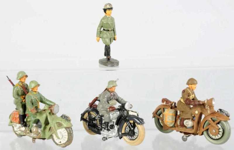 Appraisal: Lineol Elastolin Motorcycles Lot includes one post-war US two pre-war