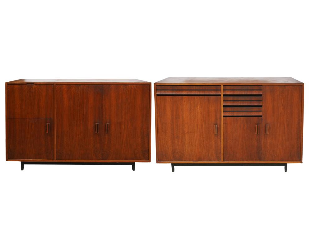 Appraisal: TWO-PART DANISH MODERN SIDEBOARDone cabinet having a hinged door to