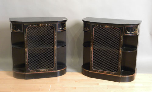 Appraisal: Pair of Japanned lacquerware cabinets h w