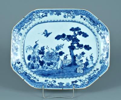 Appraisal: Chinese porcelain platter courtyard with trees birds geometric and floral