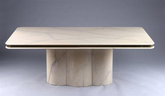 Appraisal: MODERN LACQUERED DINING TABLE late th century faux-marble finish with