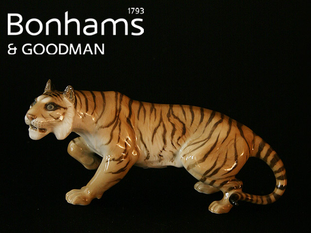 Appraisal: A German porcelain figure of a tiger cms long A