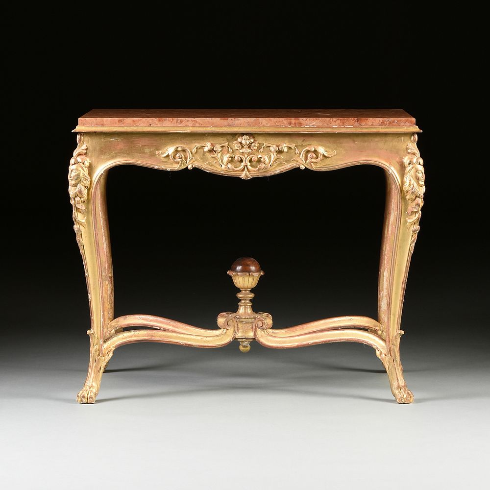 Appraisal: A ROCOCO REVIVAL MARBLE TOPPED GILTWOOD CENTER TABLE POSSIBLY ITALIAN