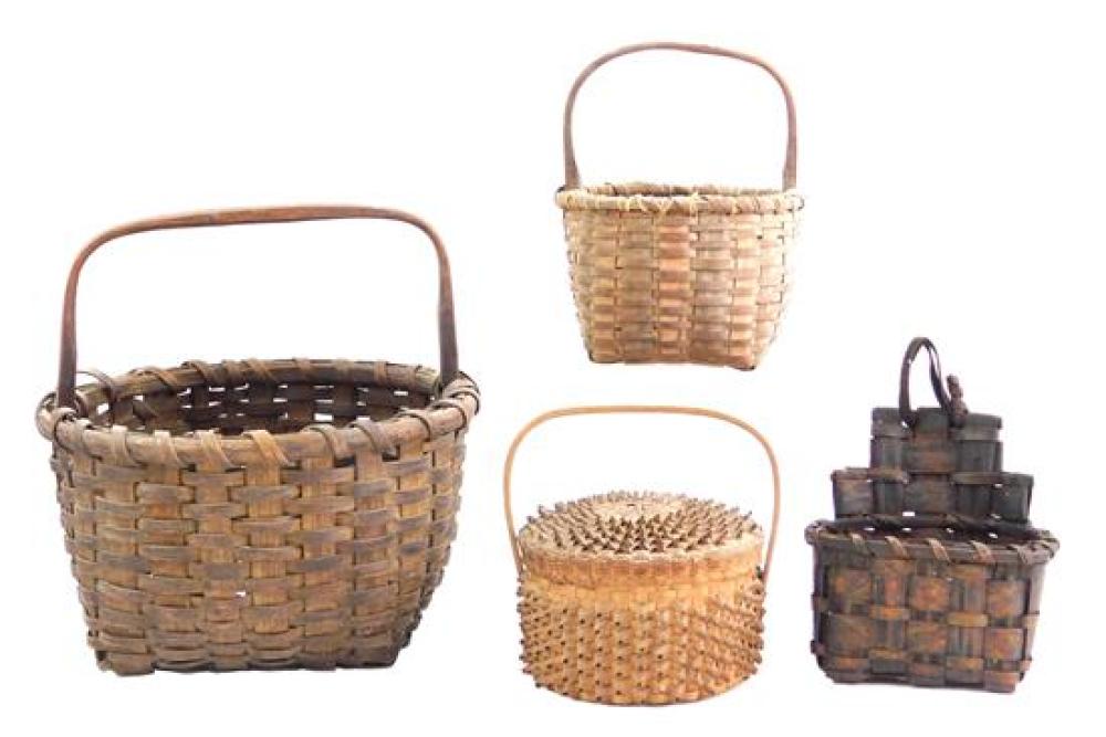 Appraisal: Four American splint baskets th early th C details include