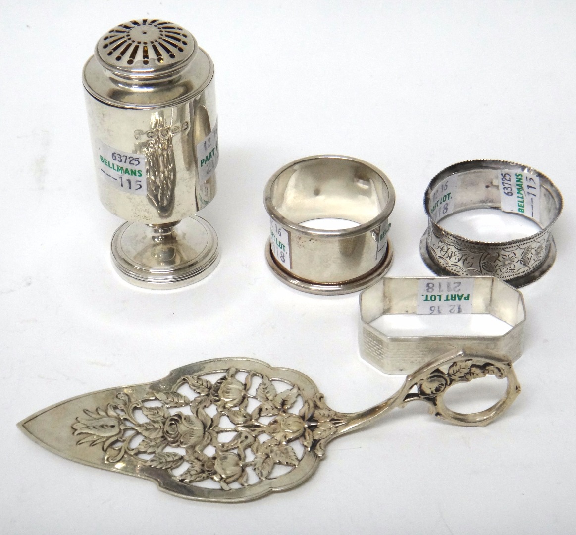 Appraisal: A George III silver pepperette of cylindrical form London three