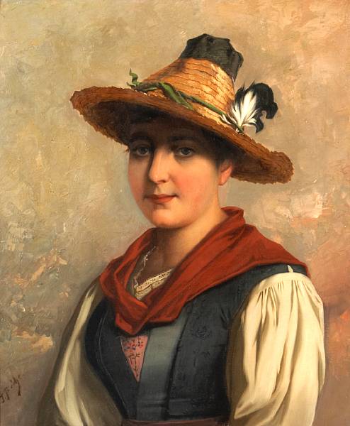 Appraisal: Josef Buche Austrian - A portrait of a Tyrolean woman