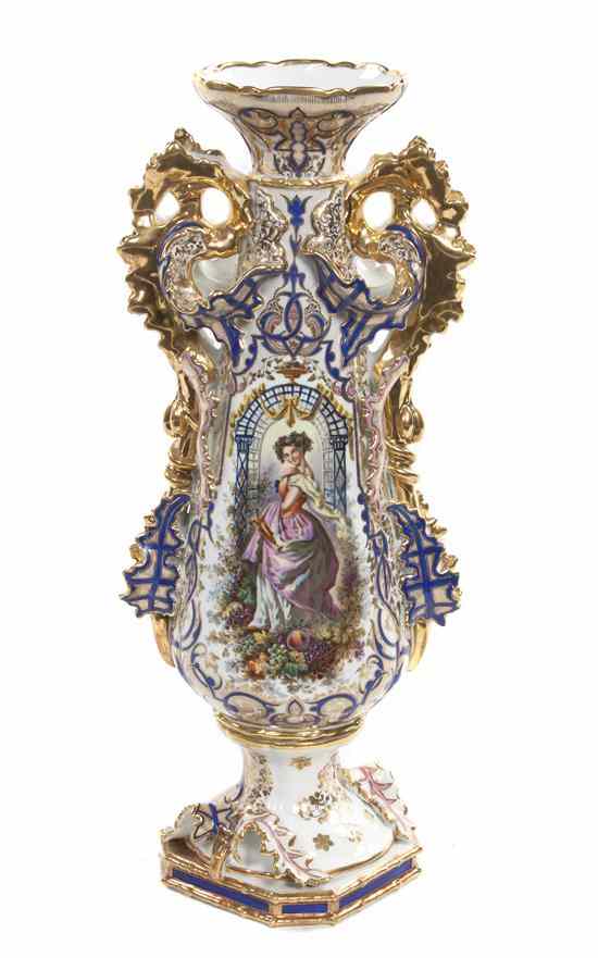 Appraisal: A Paris Porcelain Vase of baluster form with pierced handles