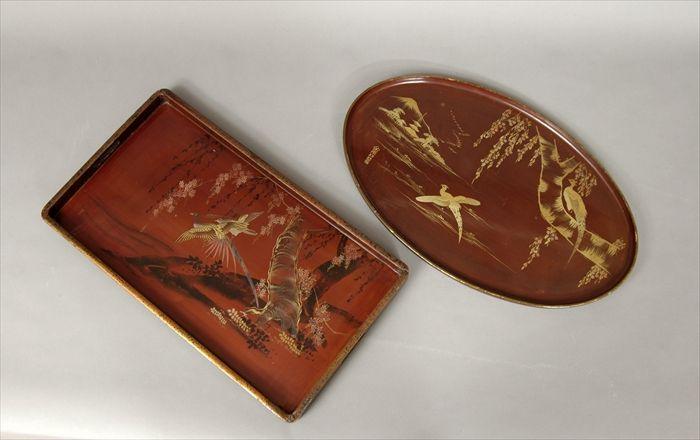 Appraisal: Two Japanese Red Lacquer Trays x in x in