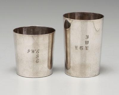 Appraisal: Two Tiffany sterling beakers marks for Tiffany Co X one