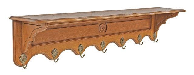 Appraisal: Belgian oak wall-mounted hat coat rack Freddy Rensonnet th c