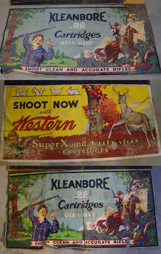 Appraisal: Three Vintage Cartridge Advertising Signs Early 's Two Kleanbore Cartridges