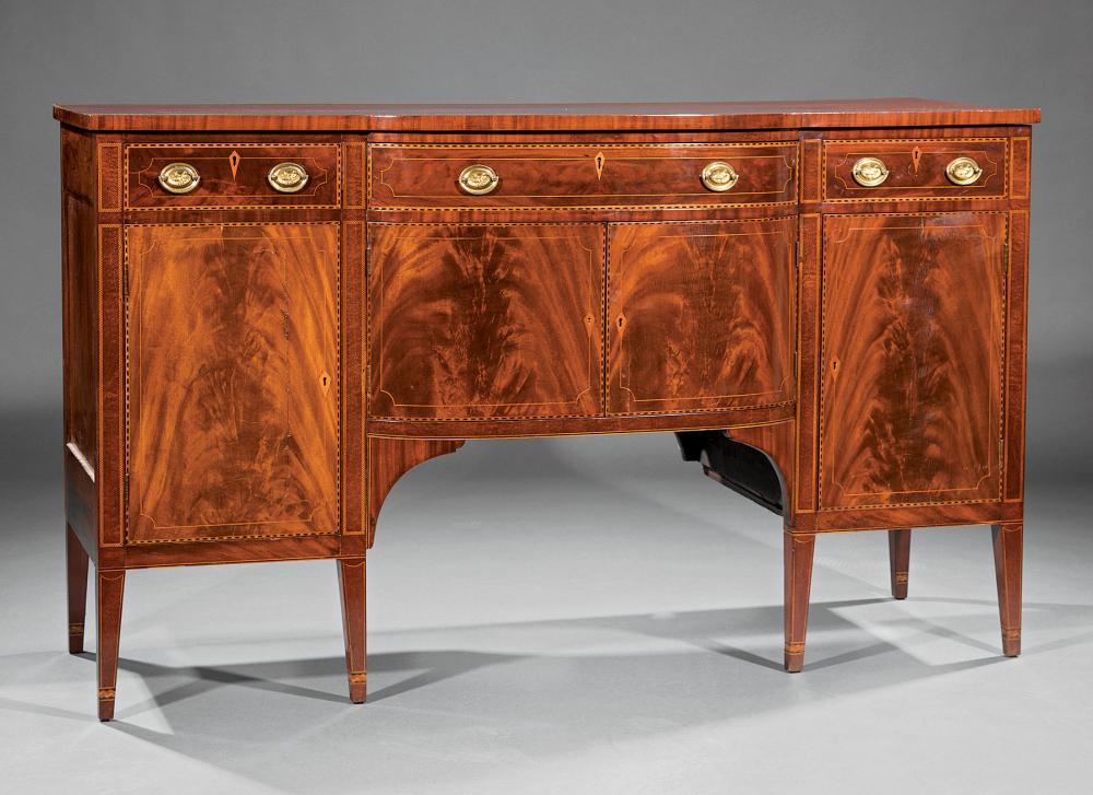 Appraisal: American Federal Inlaid Mahogany Sideboard late th c Baltimore shaped