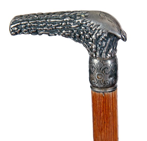 Appraisal: Tiffany Sterling Staghorn Dress Cane A marked sterling Tiffany horn