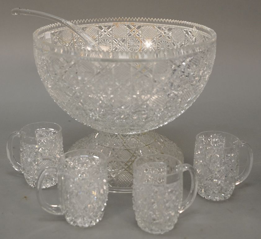 Appraisal: Group of cut glass to include a punch bowl with