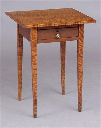 Appraisal: FEDERAL TIGER MAPLE SINGLE DRAWER SIDE TABLE x x in