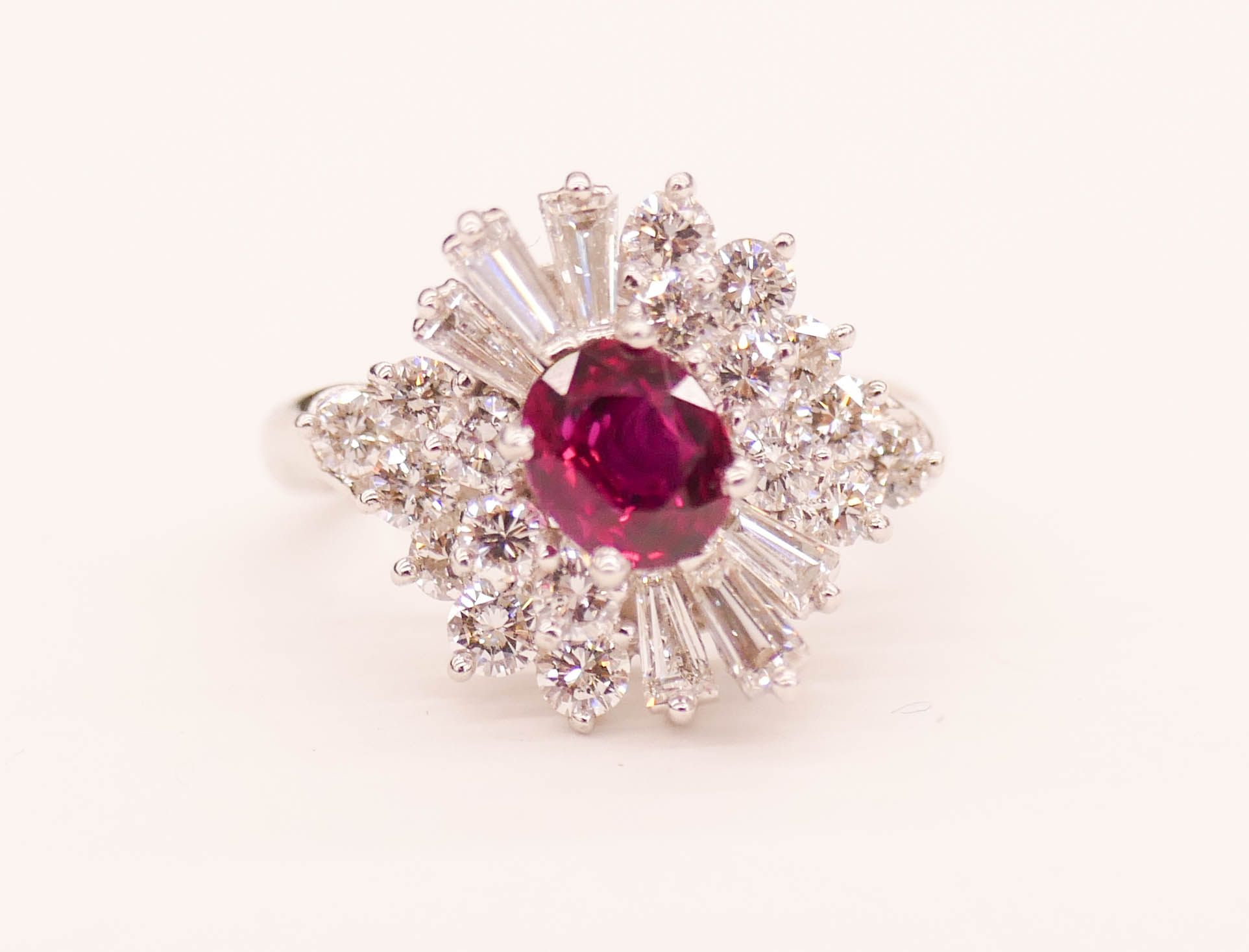 Appraisal: Lady's Platinum Ruby and Diamond Ring Size Includes one transparent