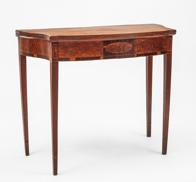 Appraisal: FEDERAL INLAID MAHOGANY CARD TABLE Attributed to Jacob Sanderson Refer