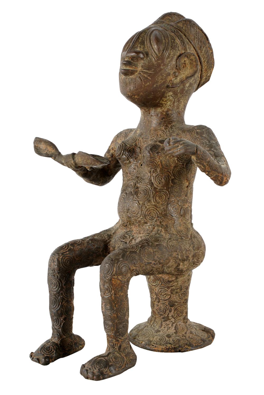 Appraisal: AFRICAN SEATED BRONZE FIGUREProvenance The Estate of Dr Leon and