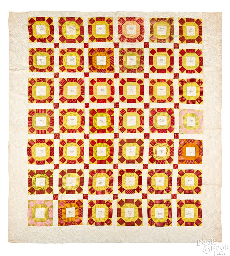 Appraisal: Pennsylvania Mennonite pieced friendship quilt Pennsylvania Mennonite pieced friendship quilt