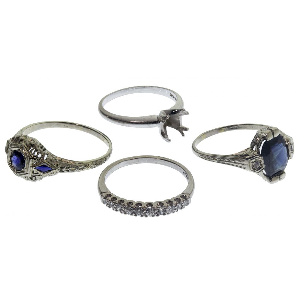 Appraisal: PLATINUM AND K WHITE GOLD RING ASSORTMENT rings including a