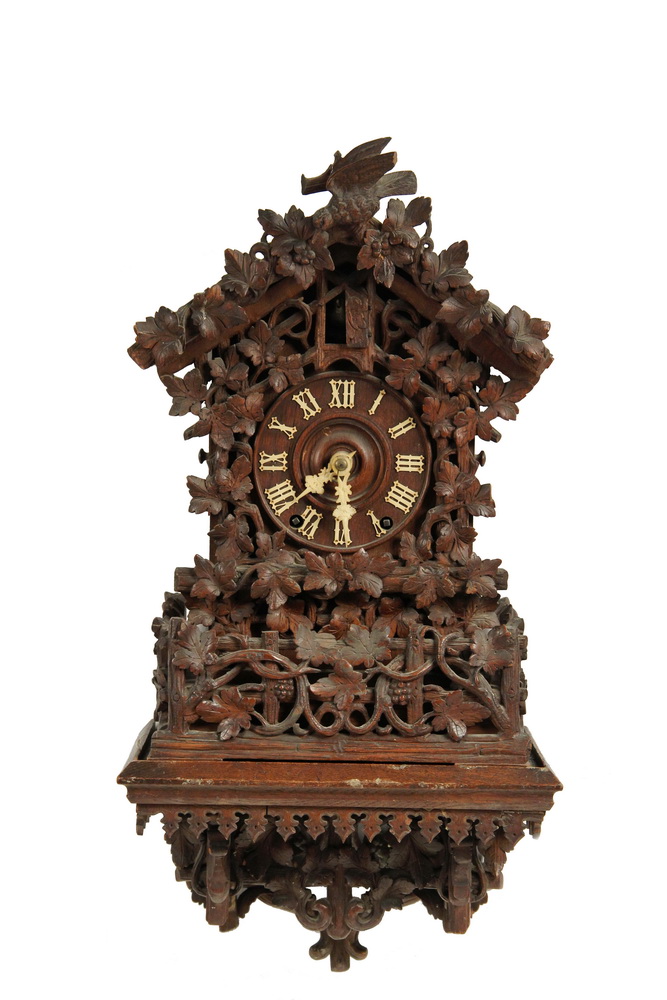 Appraisal: BLACK FOREST CUCKOO CLOCK WITH BRACKET - Scarce Set of