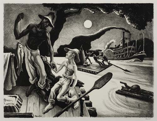 Appraisal: THOMAS HART BENTON Huck Finn Lithograph x mm x inches