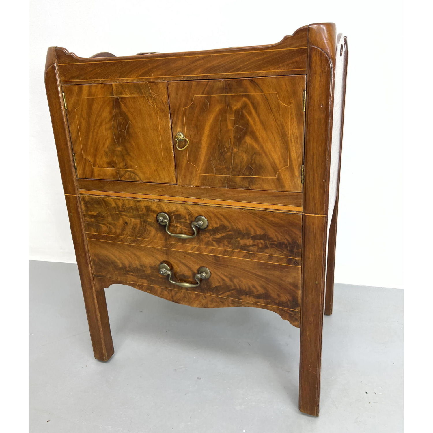 Appraisal: French Style Side Table with doors over Drawers Dimensions H