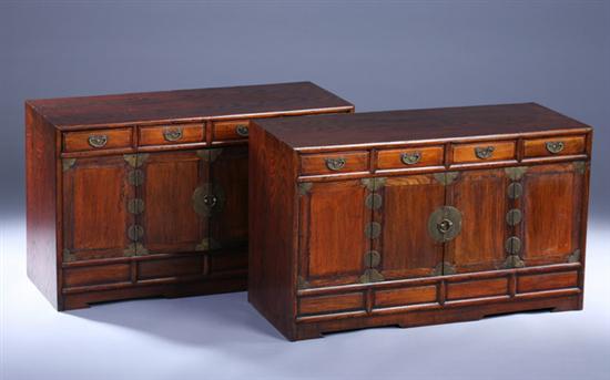 Appraisal: TWO KOREAN CHESTS Meiji period Each of rectangular outline with