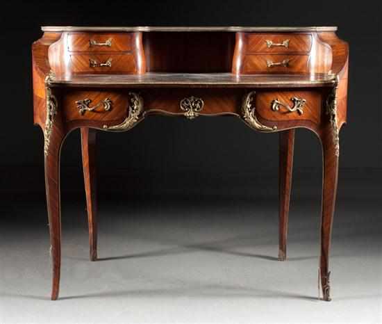 Appraisal: Louis XV style bronze-mounted parquetry inlaid rosewood bureau de dame