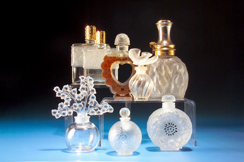 Appraisal: R LALIQUE LALIQUE Group of perfume bottles including an atomizer