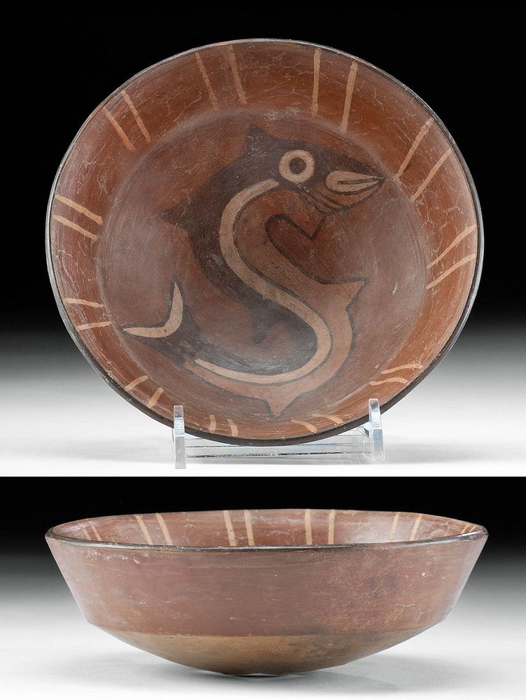 Appraisal: Charming Nazca Polychrome Bowl w Shark Pre-Columbian South Coast Peru