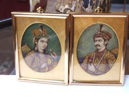 Appraisal: A PAIR OF INDIAN PAINTINGS ON IVORY portrait of a