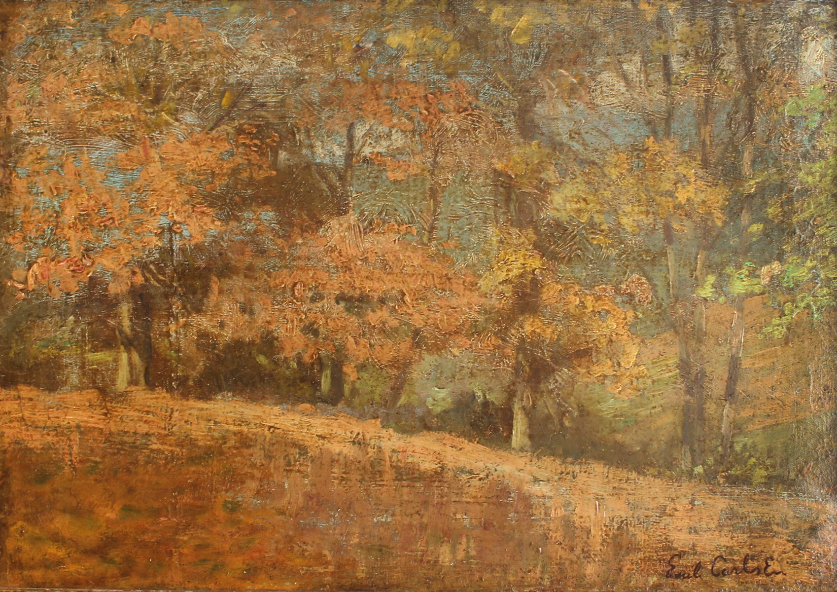 Appraisal: AUTUMNAL IMPRESSIONIST LANDSCAPE PAINTING SIGNED EMIL CARLSEN '' x ''