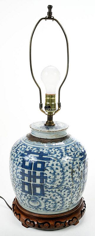 Appraisal: Chinese Blue and White Ginger Jar porcelain covered jar decorated