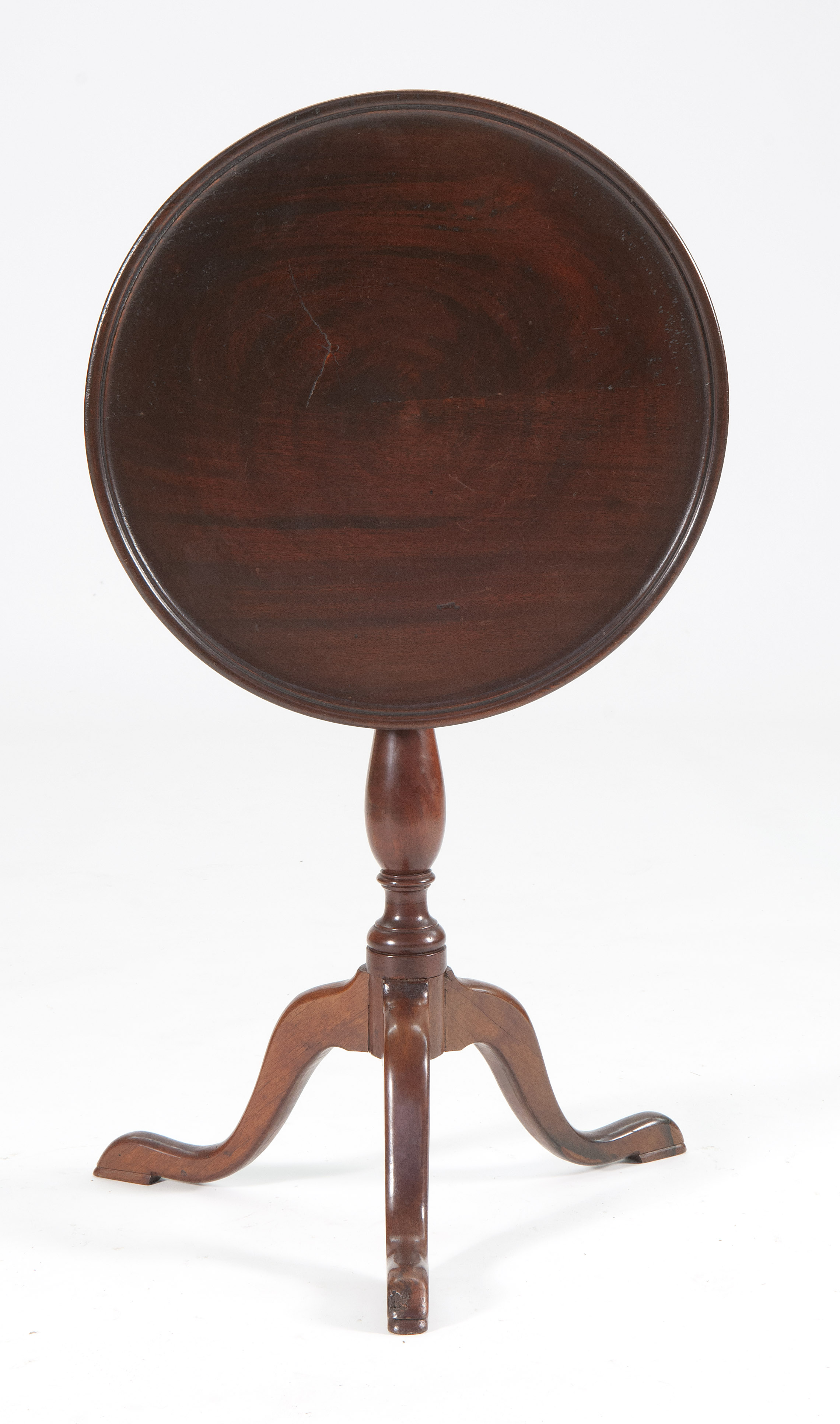 Appraisal: TILT-TOP CANDLESTAND In mahogany th Century New England dish-rim top